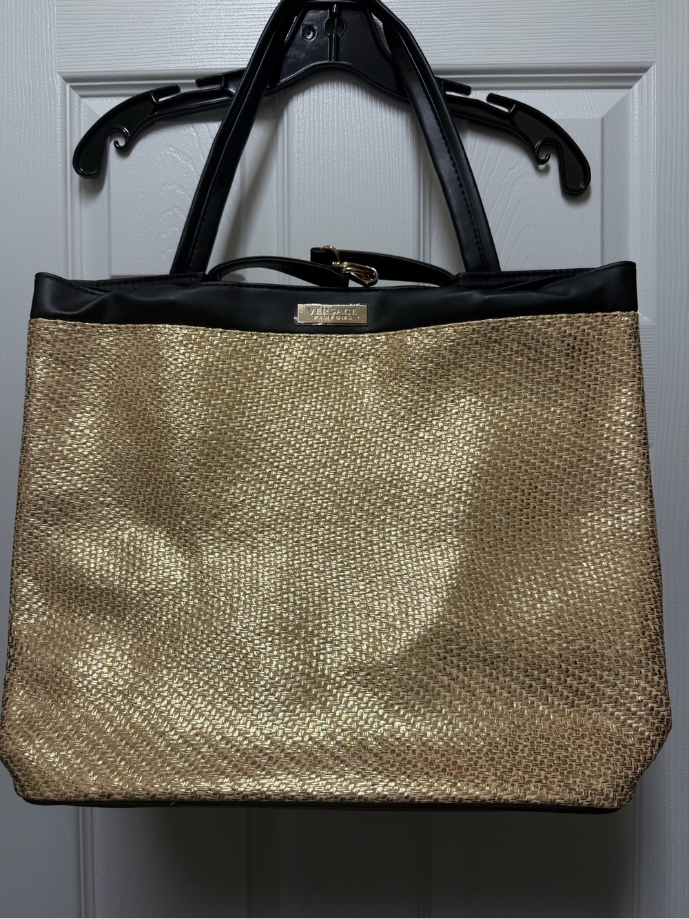 Versace Jeans Collection Gold Tote with Black Trim